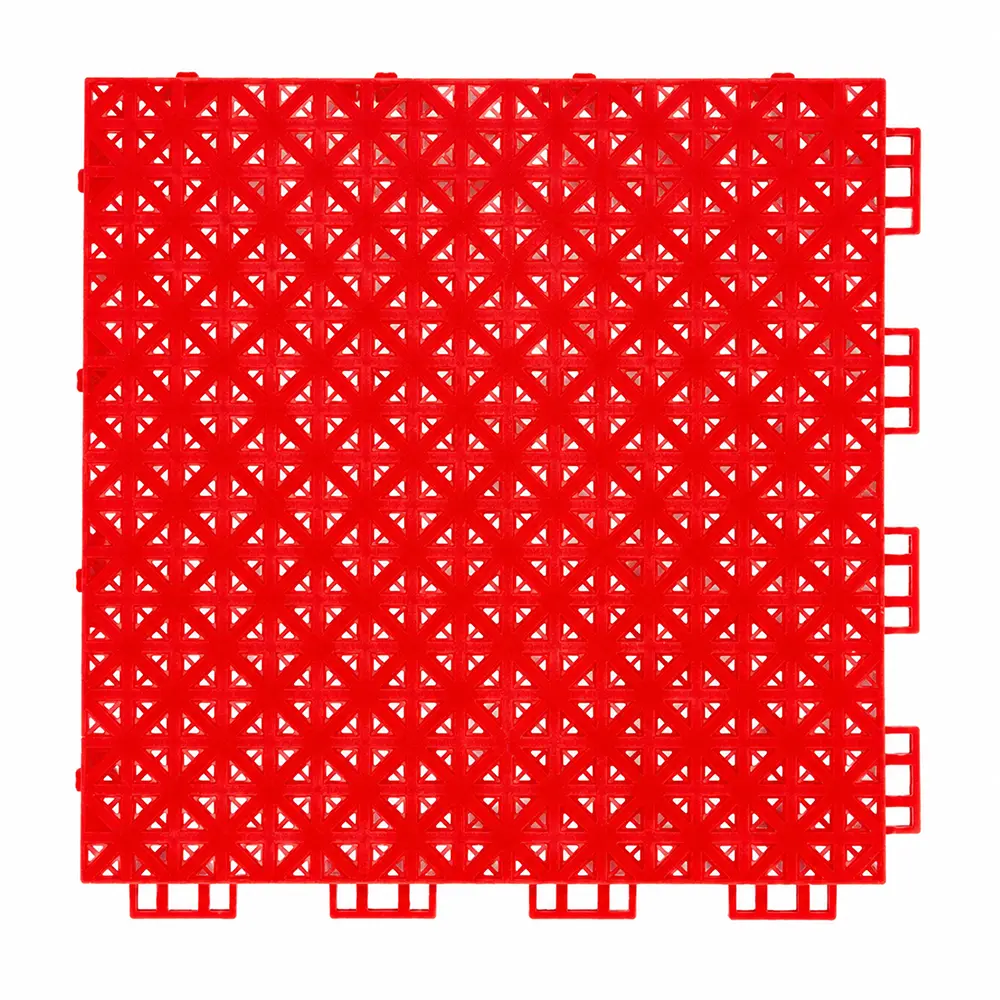 HY004 red snowflake grid pattern interlocking sports tile, product view
