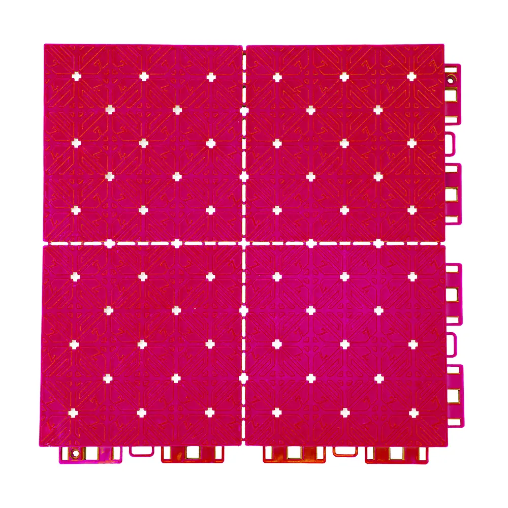 HY007-C red 4-grid pattern tile with integrated cushion layer, product view