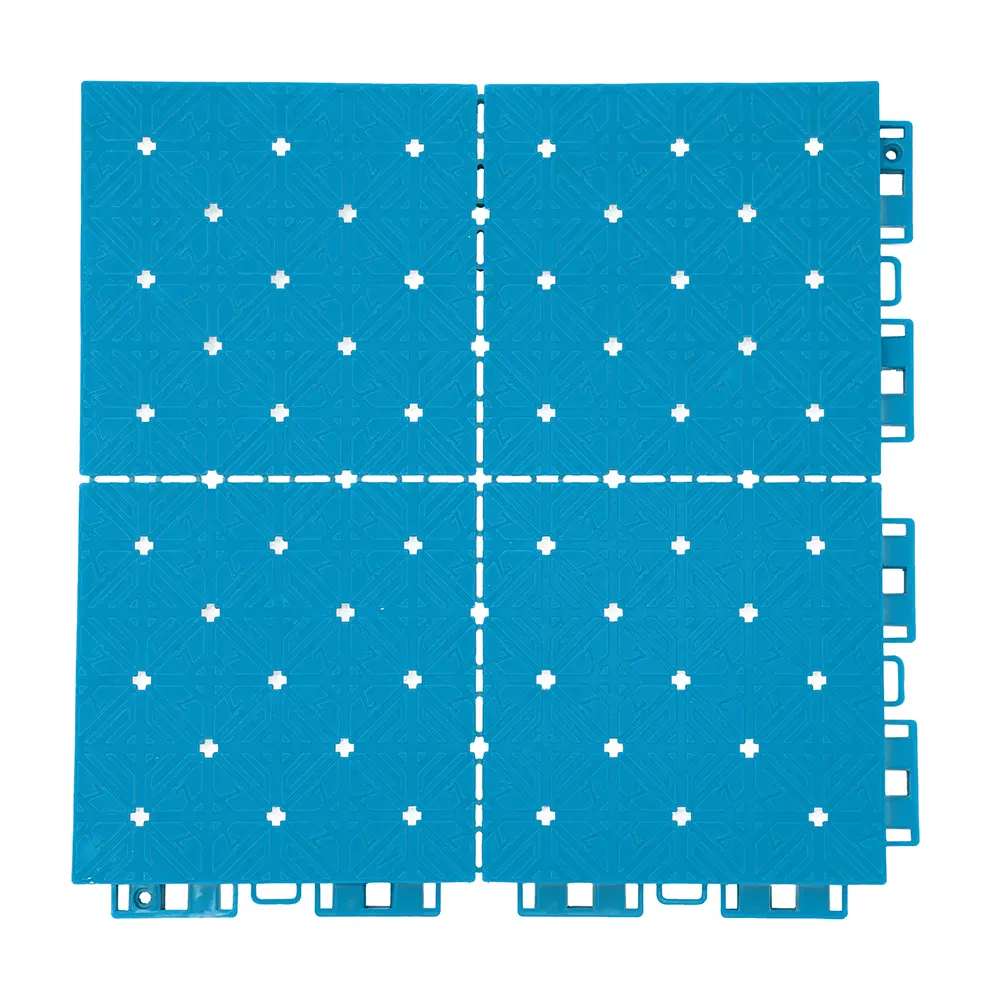 HY007 light blue 4-grid pattern interlocking sports tile, product view